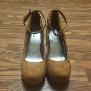 Soda Ankle Strap Suede Platform Wedges